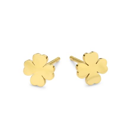 Gold plated stainless steel and waterproof Clover Stud Earrings