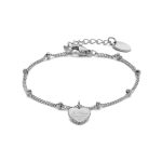 Rhodium plated chain bracelet with 'Je t'aime' engraved in a heart pendant